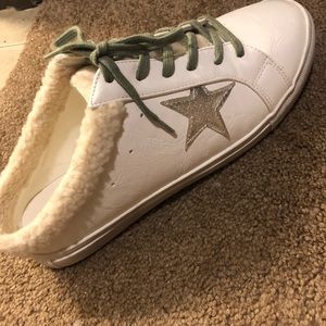 Super cute Slide on sneakers with Sherpa.  size 10